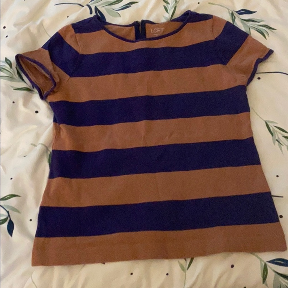 Light brown and dark purple striped shirt